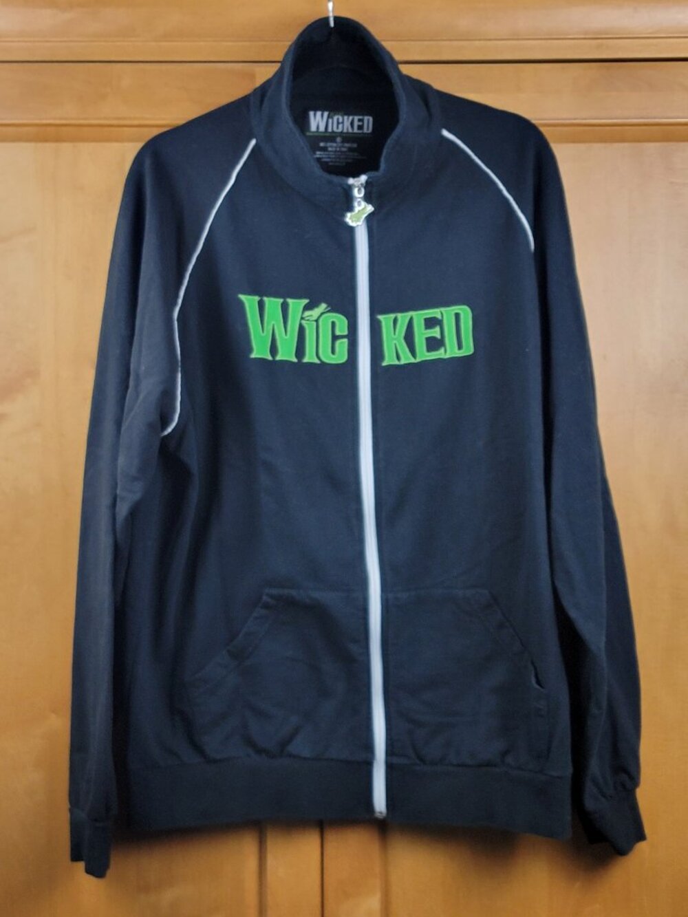 Official WICKED Musical Broadway Unisex Track Jacket Full Zip Black Green - XL